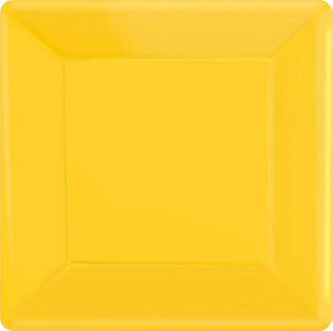 Amscan_OO Tableware - Plates Yellow Sunshine Bright Pink Square Dinner Paper Plates 26cm 20pk