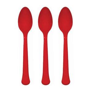 Amscan_OO Tableware - Spoons, Forks, Knives & Tongs Apple Red Bright Pink Premium Plastic Spoons 20pk