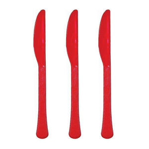 Amscan_OO Tableware - Spoons, Forks, Knives & Tongs Apple Red Jet Black Premium Plastic Knives 20pk