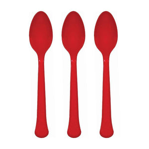 Amscan_OO Tableware - Spoons, Forks, Knives & Tongs Apple Red Jet Black Premium Plastic Spoons 20pk