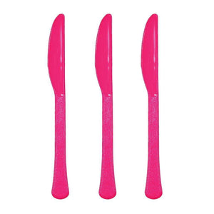 Amscan_OO Tableware - Spoons, Forks, Knives & Tongs Bright Pink Jet Black Premium Plastic Knives 20pk