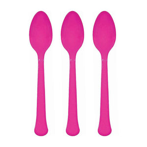 Amscan_OO Tableware - Spoons, Forks, Knives & Tongs Bright Pink New Pink Premium Plastic Spoons 20pk