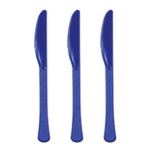 Amscan_OO Tableware - Spoons, Forks, Knives & Tongs Bright Royal Blue Jet Black Premium Plastic Knives 20pk