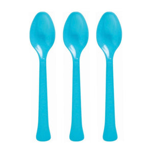 Amscan_OO Tableware - Spoons, Forks, Knives & Tongs Caribbean Blue Bright Pink Premium Plastic Spoons 20pk