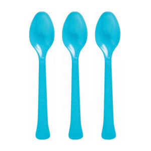 Amscan_OO Tableware - Spoons, Forks, Knives & Tongs Caribbean Blue Jet Black Premium Plastic Spoons 20pk