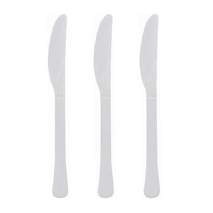 Amscan_OO Tableware - Spoons, Forks, Knives & Tongs Frosty White New Pink Premium Plastic Knives 20pk