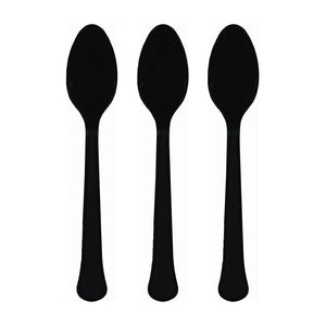 Amscan_OO Tableware - Spoons, Forks, Knives & Tongs Jet Black Jet Black Premium Plastic Spoons 20pk