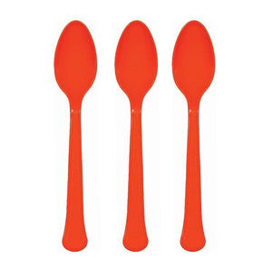 Amscan_OO Tableware - Spoons, Forks, Knives & Tongs Orange Orange Premium Plastic Spoons 20pk