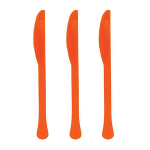 Amscan_OO Tableware - Spoons, Forks, Knives & Tongs Orange Premium Plastic Knives 20pk