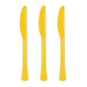 Amscan_OO Tableware - Spoons, Forks, Knives & Tongs Yellow Sunshine Yellow Sunshine Premium Plastic Knives 20pk