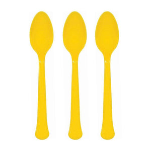 Amscan_OO Tableware - Spoons, Forks, Knives & Tongs Yellow Sunshine Yellow Sunshine Premium Plastic Spoons 20pk