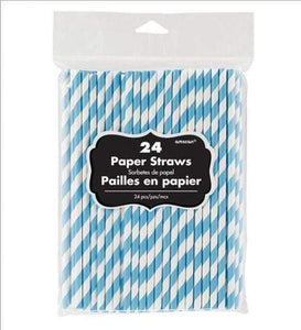 Amscan_OO Tableware - Straws Caribbean Blue New Pink Paper Straws 19cm 24pk