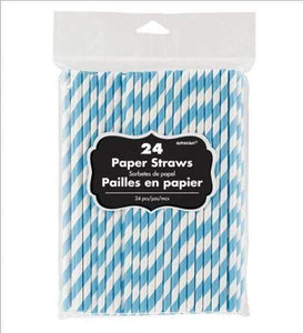 Amscan_OO Tableware - Straws Caribbean Blue New Purple Paper Straws 19cm 24pk