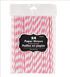 Amscan_OO Tableware - Straws New Pink Robin's Egg Blue Paper Straws 19cm 24pk