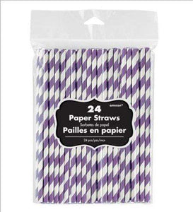 Amscan_OO Tableware - Straws New Purple Bright Royal Blue Paper Straws 19cm 24pk