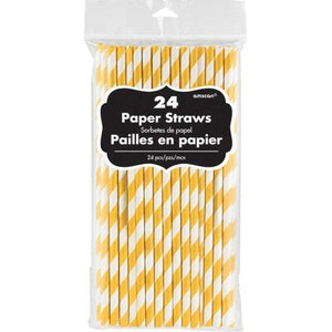 Amscan_OO Tableware - Straws Yellow Sunshine Bright Pink Paper Straws 19cm 24pk