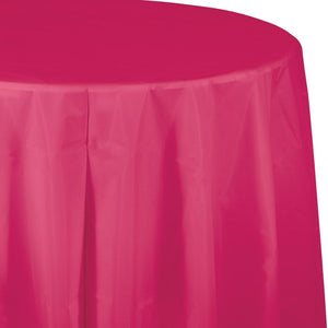 Amscan_OO Tableware - Table Covers Bright Pink Jet Black Plastic Round Tablecover 2.1m Each