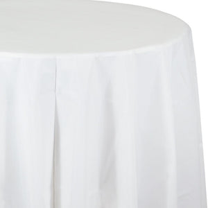 Amscan_OO Tableware - Table Covers Frosty White Festive Green Plastic Round Tablecover 2.1m Each