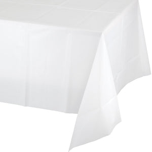 Amscan_OO Tableware - Table Covers Frosty White Orange Plastic Rectangular Tablecover 137cm x 274cm Each