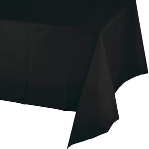 Amscan_OO Tableware - Table Covers Jet Black Gold Plastic Rectangular Tablecover 137cm x 274cm Each