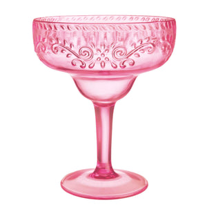 Amscan_OO Tableware - Wine, Cocktail, Champagne, & Glasses Boho Vibes Pink Floral Margarita Glass Debossed Finish 561ml Each